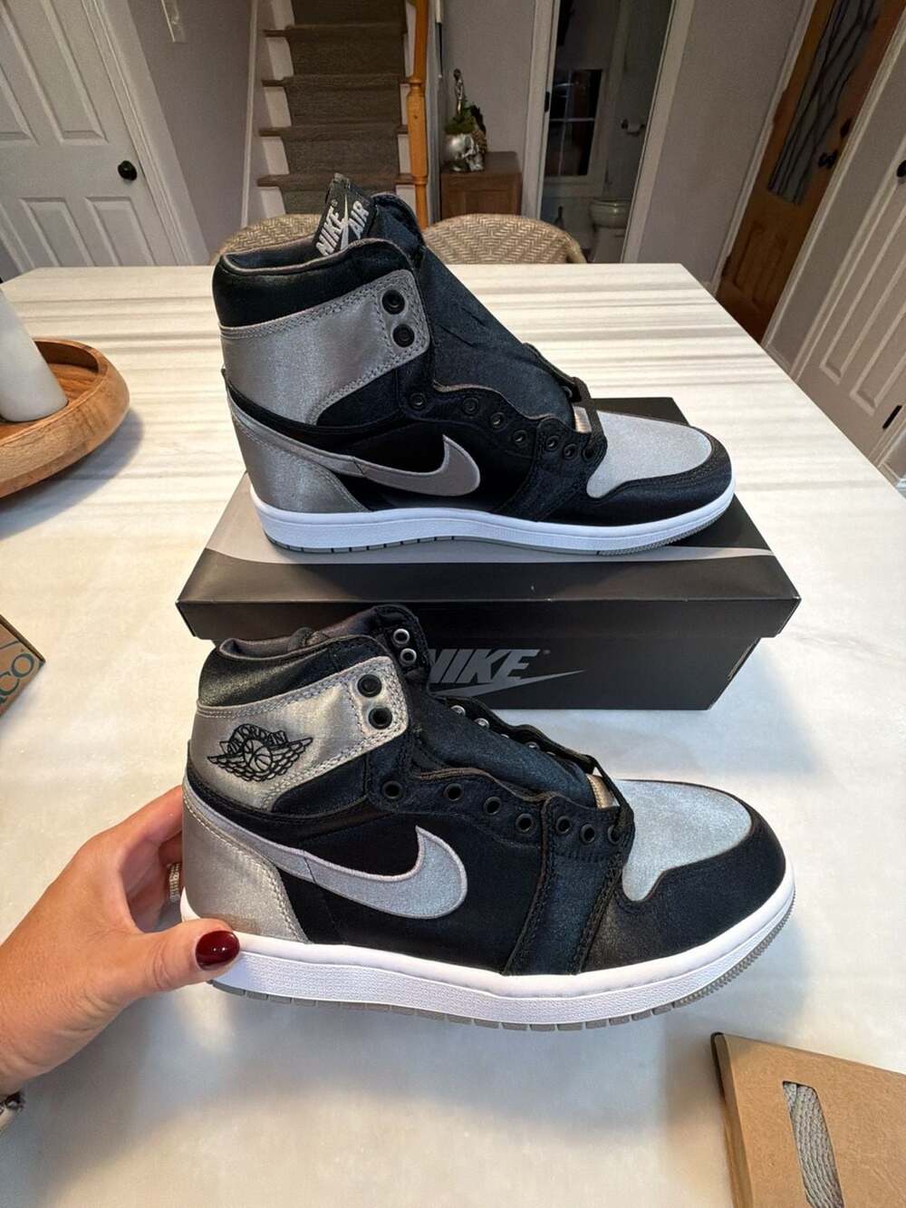 Nike Air Jordan 1 Retro High OG Satin Shadow Size 9.5W Black Grey